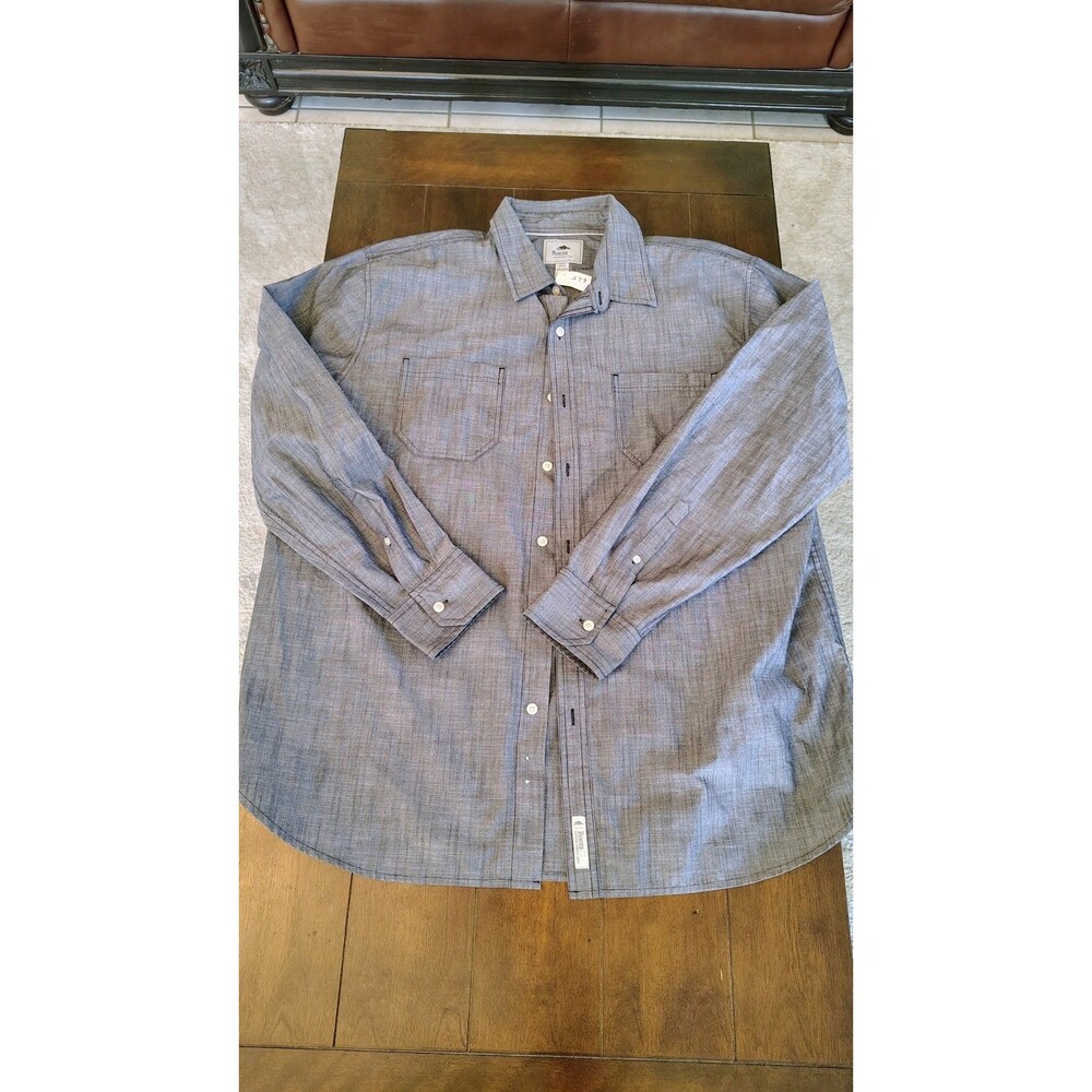 Roots 73 Shirt Men's Large Blue Button Front Button Down Collar 2XL